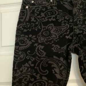 Black 7 for all Mankind velvet paisley ankle pant - Size 29 NWT